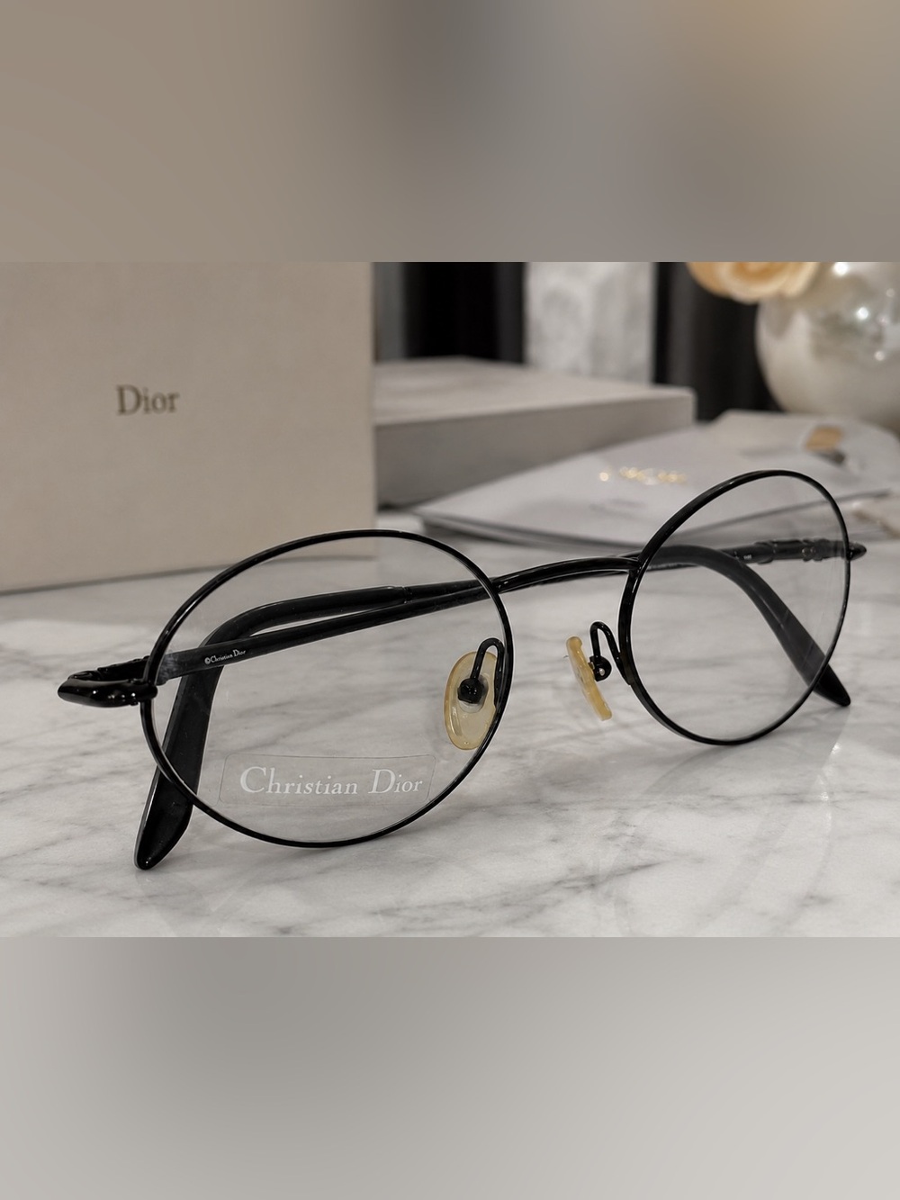 Vintage Christian Dior CD 2053 Black Eyeglass Frames Sleek Austria
